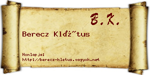 Berecz Klétus névjegykártya